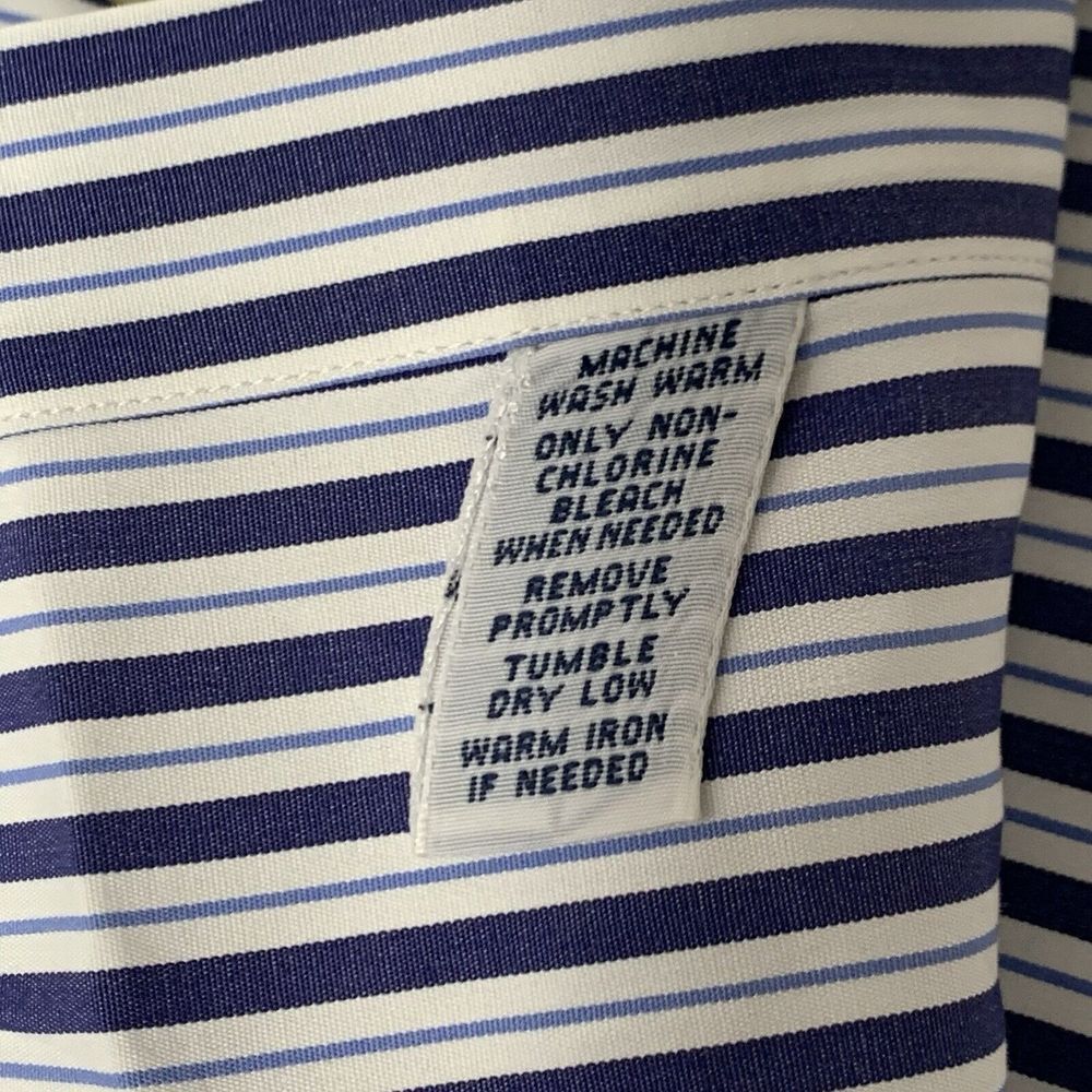 Ralph Lauren Men's Classic Fit Blue White Striped Button Down Shirt Size 17/XL - Picture 9 of 9